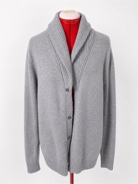 LINKSOUL Men’s XL Gray Wool Blend Shawl Collar Cardigan